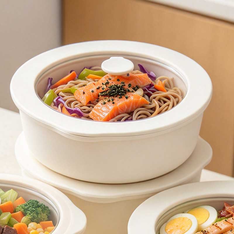 2件套圆形陶瓷涂层硅胶玻璃保鲜盒