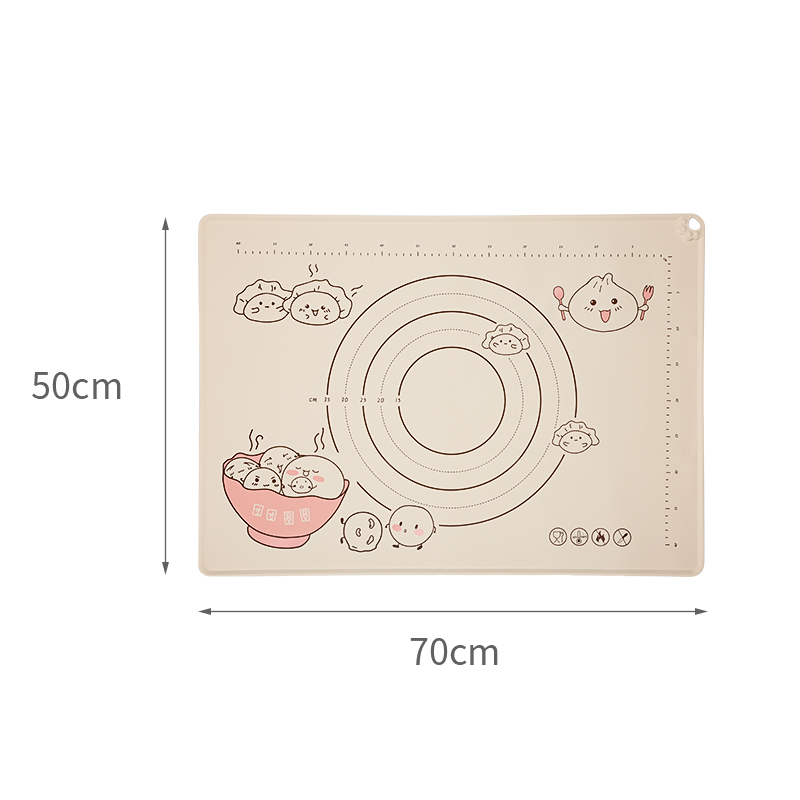 食品级纯硅胶揉面垫 防滑带防溢水边  卡通图案